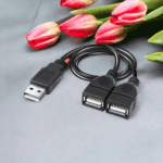 USB 2.0 A Male to 2 Dual USB Female